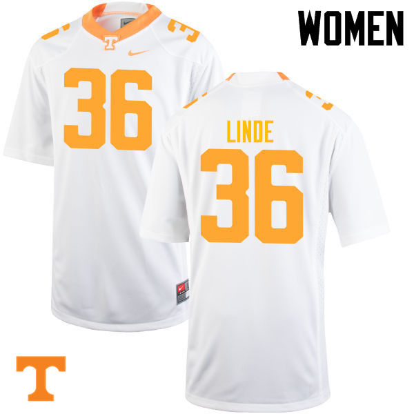 Women #36 Grayson Linde Tennessee Volunteers College Football Jerseys-White - Click Image to Close